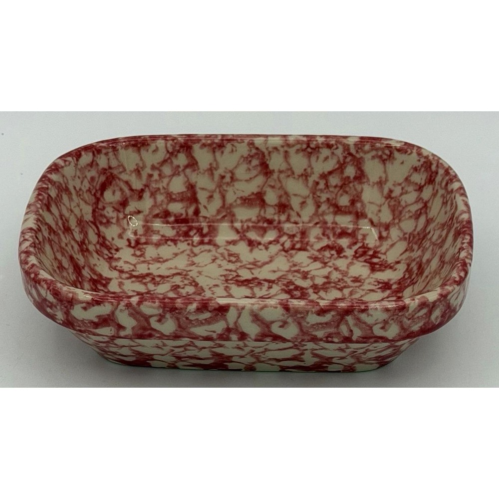 Workshops of Gerald Henn Red Soap Sponge Dish Mottled Finish EUC